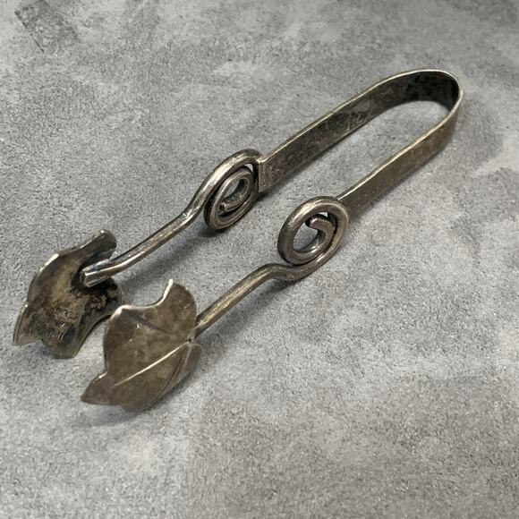 Vintage ELMCROFT Handmade Sterling Silver Sugar Cube Tongs 925 Silver